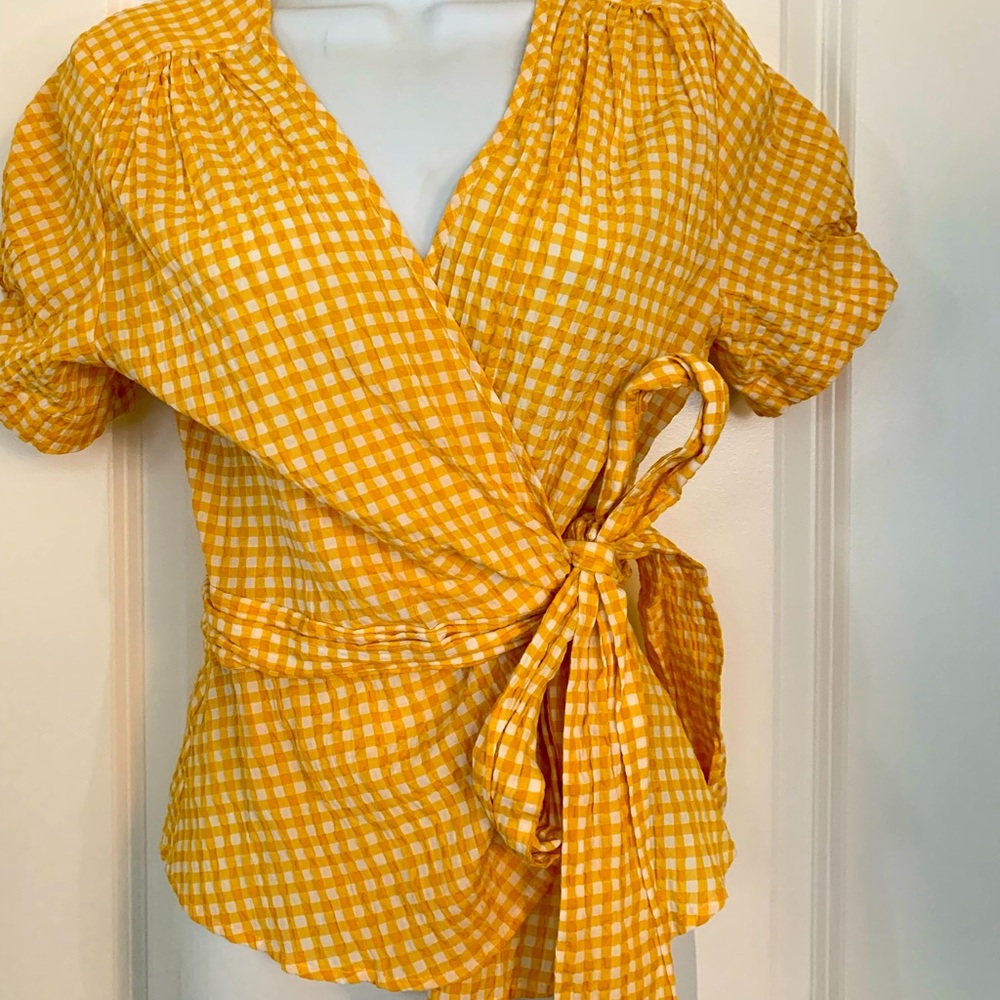Mustard wrap top.
